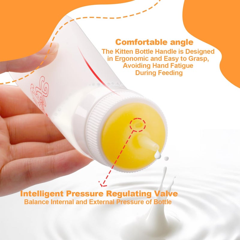 Xuanda Pet Feeding Nipple with Syringe, Soft Silicone Nursing Pet Feeding Bottle, Ventilation Valve Resistant Tearing for Puppies, Kittens, Rabbit, Small Wildlife (Yellow) - Image 5